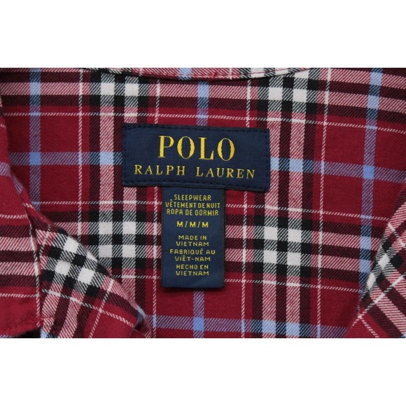 Polo Ralph Lauren Pajama Top Mens Medium Sleepwear Red Plaid Button Up Sleepwear - Picture 3 of 8